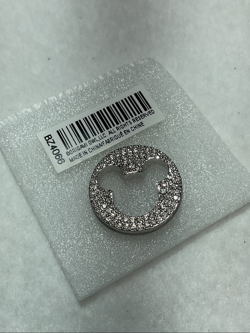 Origami Owl Silver Crystal/Black Mickey Silhouette Window Plate